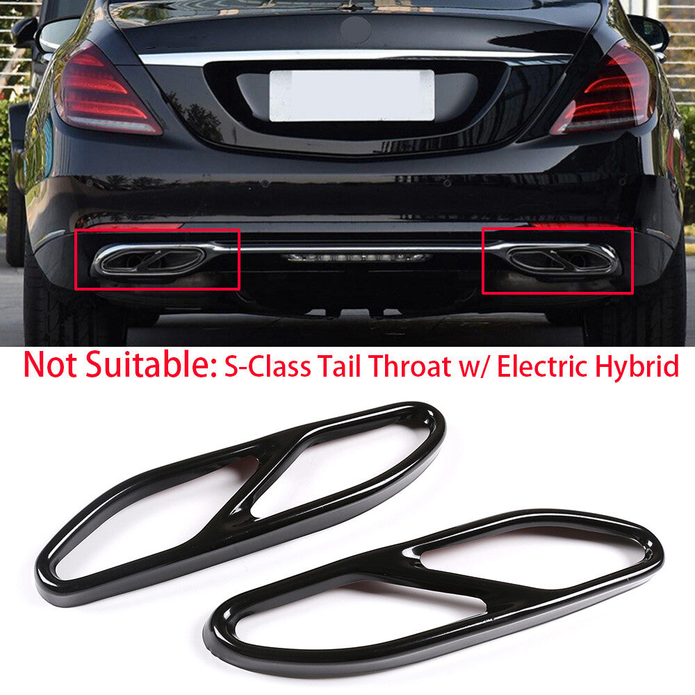Steel Black Exhaust Muffler Tail Pipe Cover for Mercedes-Benz S Class W222 2018+