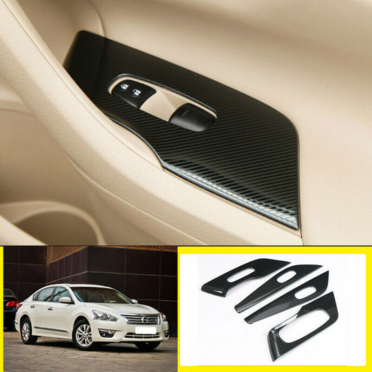 for Nissan Teana Altima 2013-18 carbon steel window lift panel switch cover trim