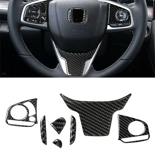 for Honda for Civic 10th 2016-19 4x Carbon Fiber Inner Steering Wheel Sticker Trim