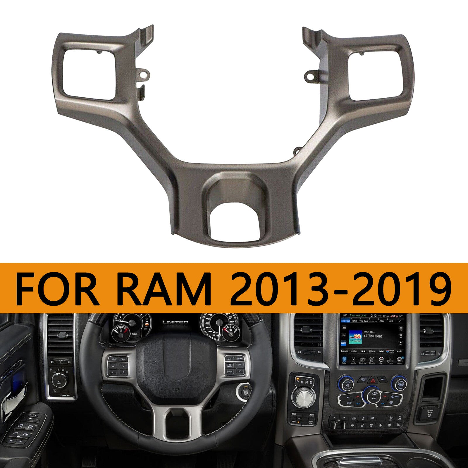5NN22GFAAA Silver for Dodge for Ram 2013-2019 Trim Bezel Steering Wheel AT