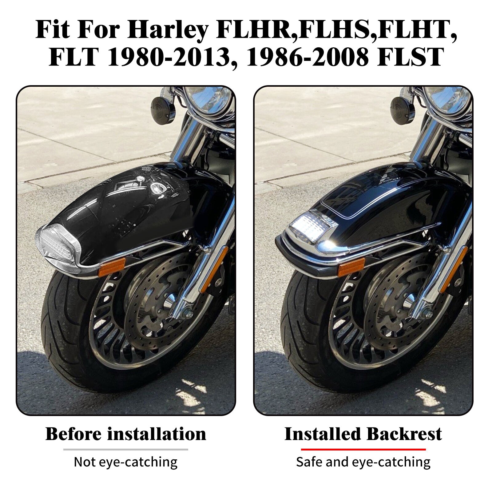 Front Fender w/ Somke Lens Tip LED Light for Harley Electra Road Glide Softail