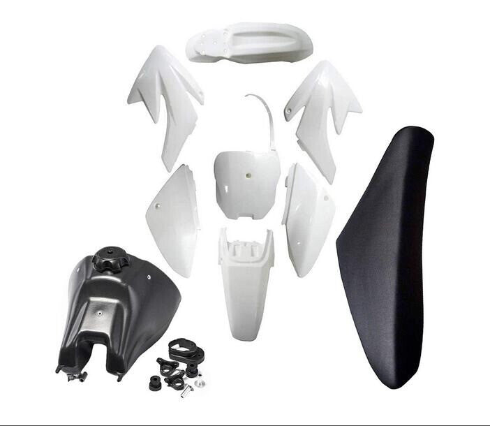 White plastic fender kit + for seat + fuel tank for Honda CRF70 XR70 Pit bicycle CRF70F