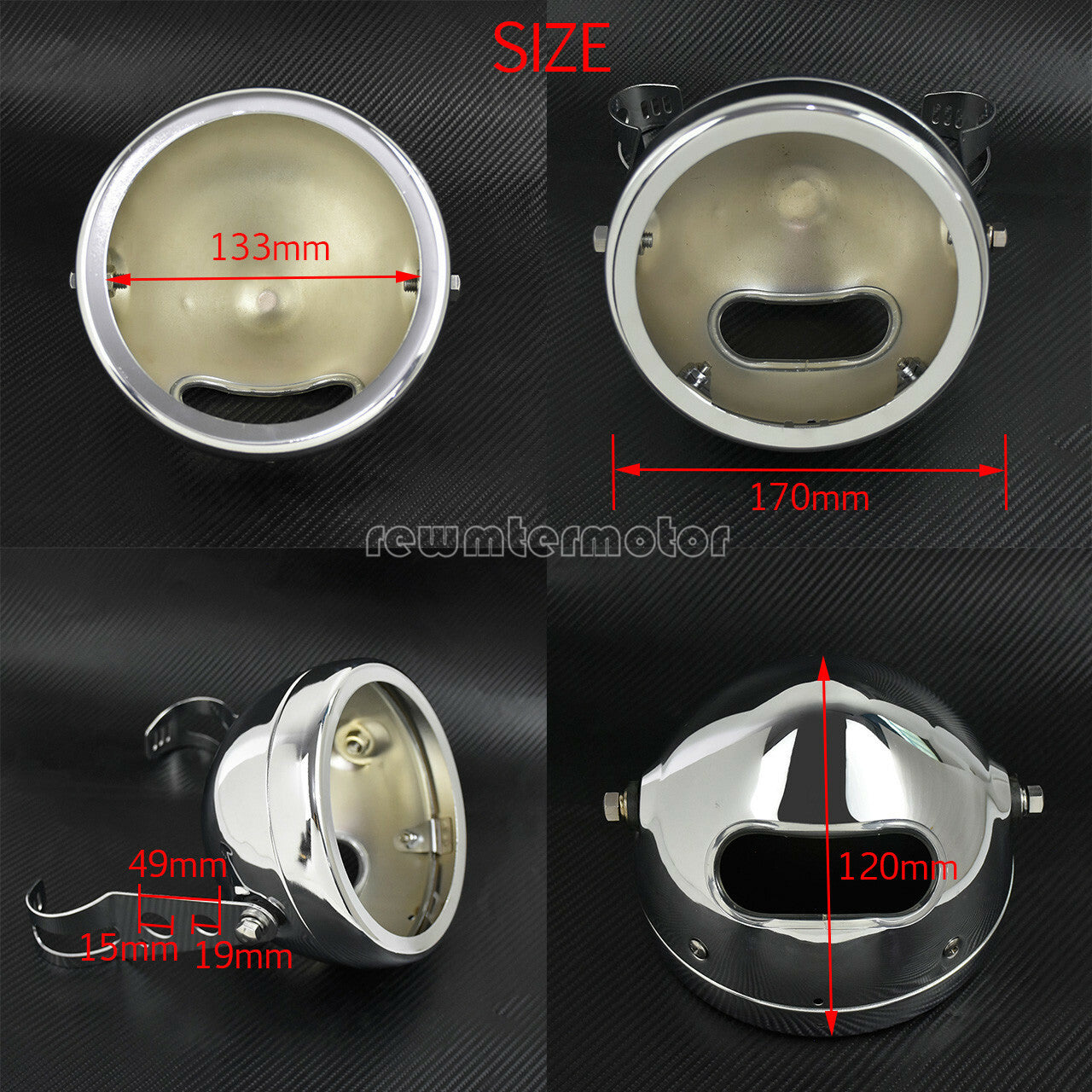 5.75 Chrome Headlight Lamp Shell Bucket Housing Mount Bracket Fit for Harley