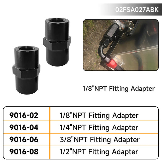 2PCS ALUMINUM FEMALE 1/8 NPT PIPE PIPING COUPLER ANODIZED FITTING ADAPTER BLACK