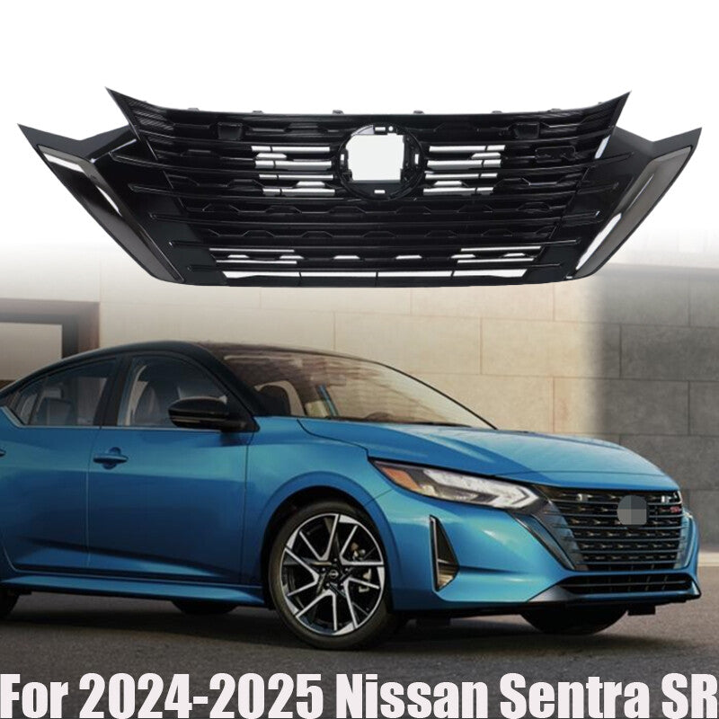 Front Bumper Upper Grille For 2024-2025 for Nissan Sentra SR Plastic Black