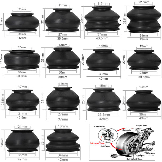 14x Multipack Universal Rubber Ball Joint Cover Dust Boots Track Tie Rod End Kit