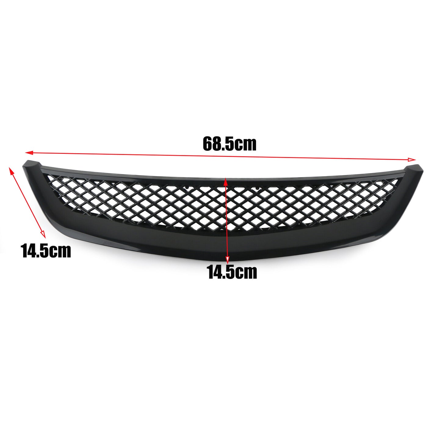 Suitable for 2001-2003 for Honda for Civic EM2 ES1 JDM front bumper cover with mesh grille in black.