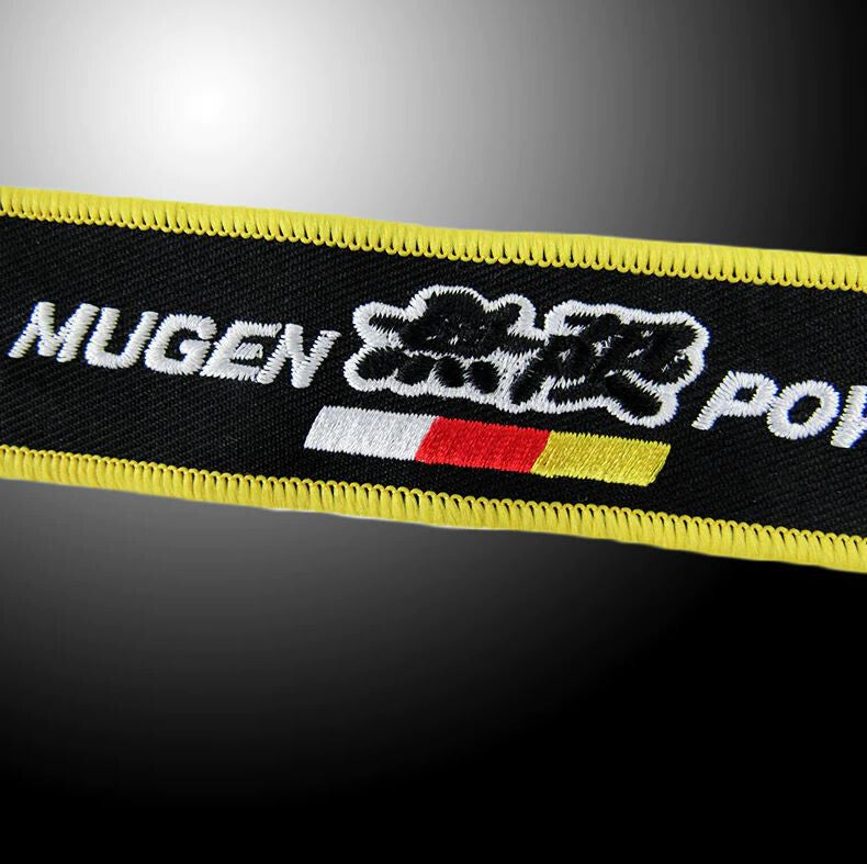 Car keychain key ring nylon lanyard tag Mugan black for Nissan