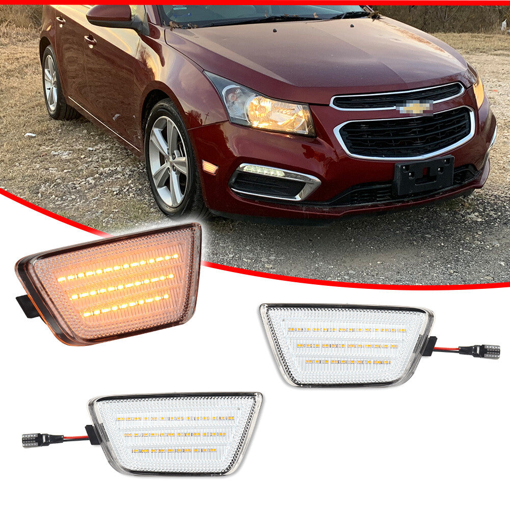 2-piece front bumper clear amber side marker lights for 2011-2015 for Chevrolet for Cruze
