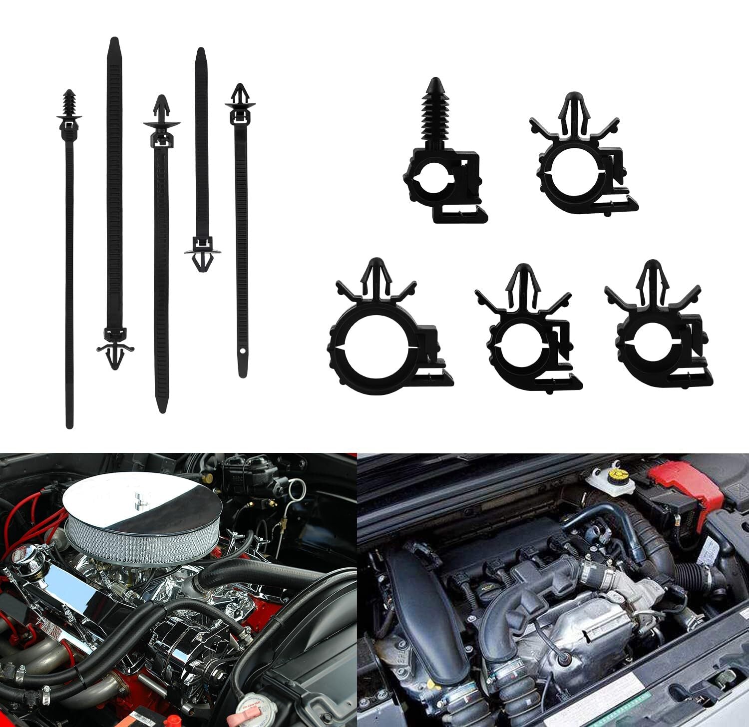 125-piece automotive wiring harness routing clips, automotive body wiring harness clips, panel mudguard clips