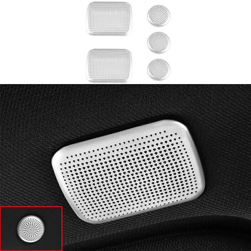 Matte Silver Roof Speaker Audio Cover Trims 5X for Cadillac CT4 CT4-V 2020-2023
