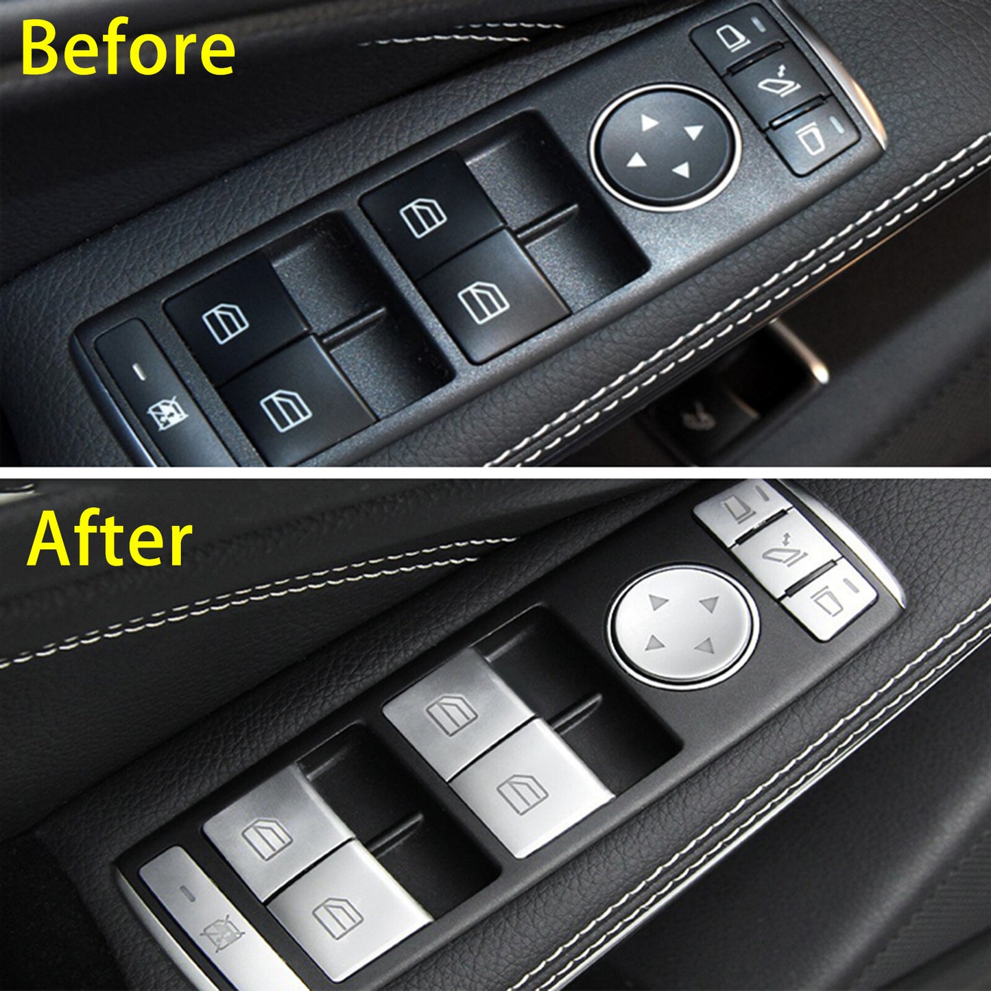 14Pcs Interior Modified Window Switch Button Repair Stickers for Mercedes Benz