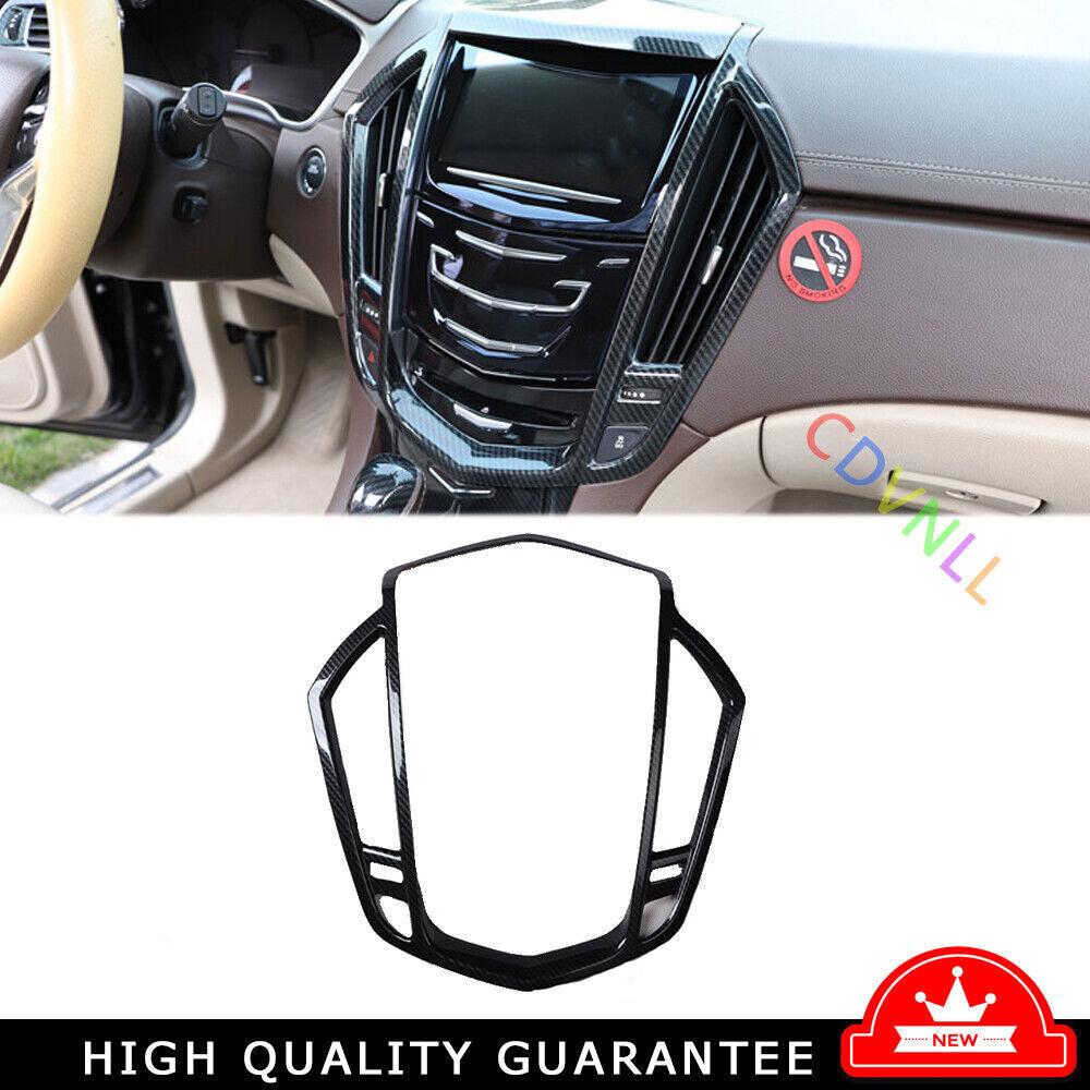for Cadillac SRX 13-2015 Carbon Fiber Middle Console Navigation Panel Frame Trim