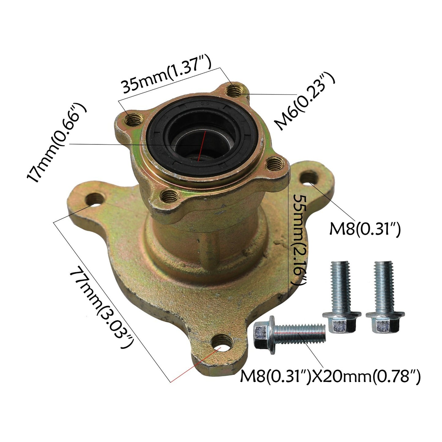 3-Screw Front Wheel Hub Steering Joint Brake Assembly for All-Terrain Vehicles and Go-Karts (4 Wheels)