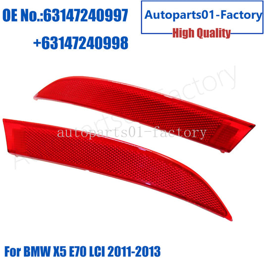 1Pair Rear Tail Brake Bumper Reflector Lamp Red for BMW E70 X5 LCI 2011-2013