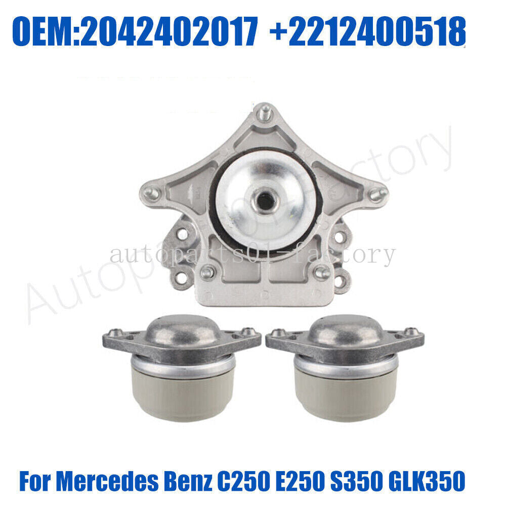 Set of 3pcs Engine Transmission Mount Mounts for Mercedes C250 E250 S350 GLK350