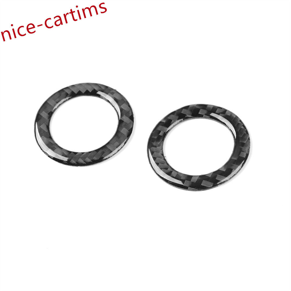 2¡ÁCarbon Fiber Engine Start Stop Ring Cover Fit For LR for Range Rover Sport 2014-17