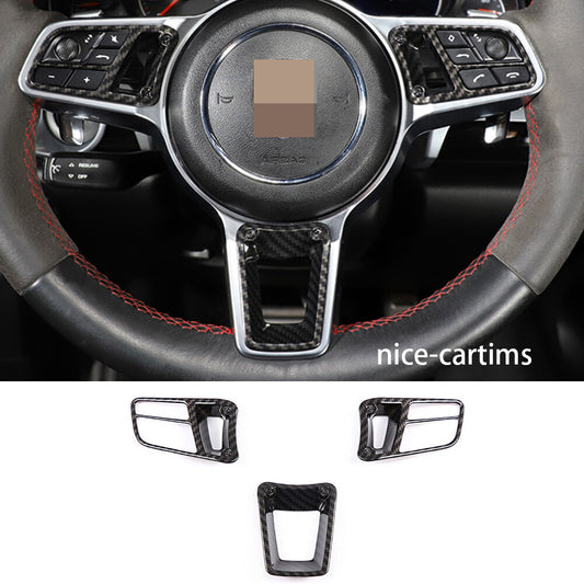 for Porsche for Panamera 2017+ for Cayenne 2018+ Steering Wheel Button Cover ABS Carbon