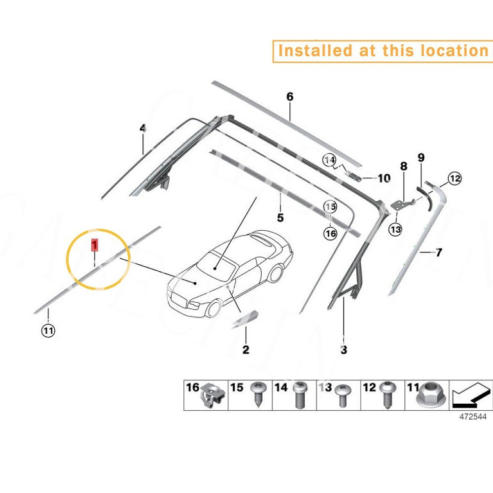 for Rolls-Royce for Ghost Wraith Dawn Hood Center trim strip 511473
