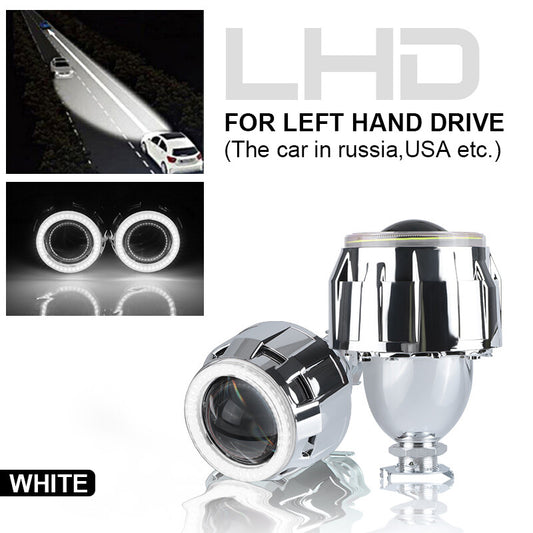 2X 2.5 LED Angel Eye Bi Xenon Projector Lens For Headlight Retrofit H4 H7 LHD