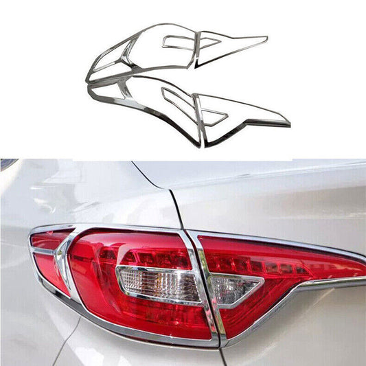 4x for Hyundai Sonata 2015-2017 Chrome ABS Rear Tail Light Lamp Frame Cover Trim