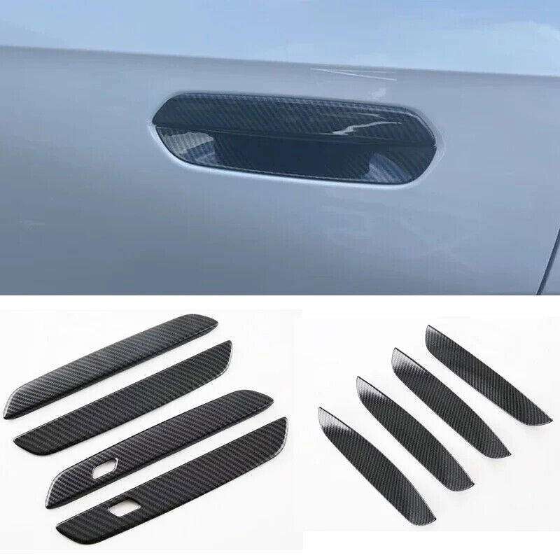 Carbon Fiber Style Side Door Handle Bowl Molding Cover Trim for BMW X1 2023-2025