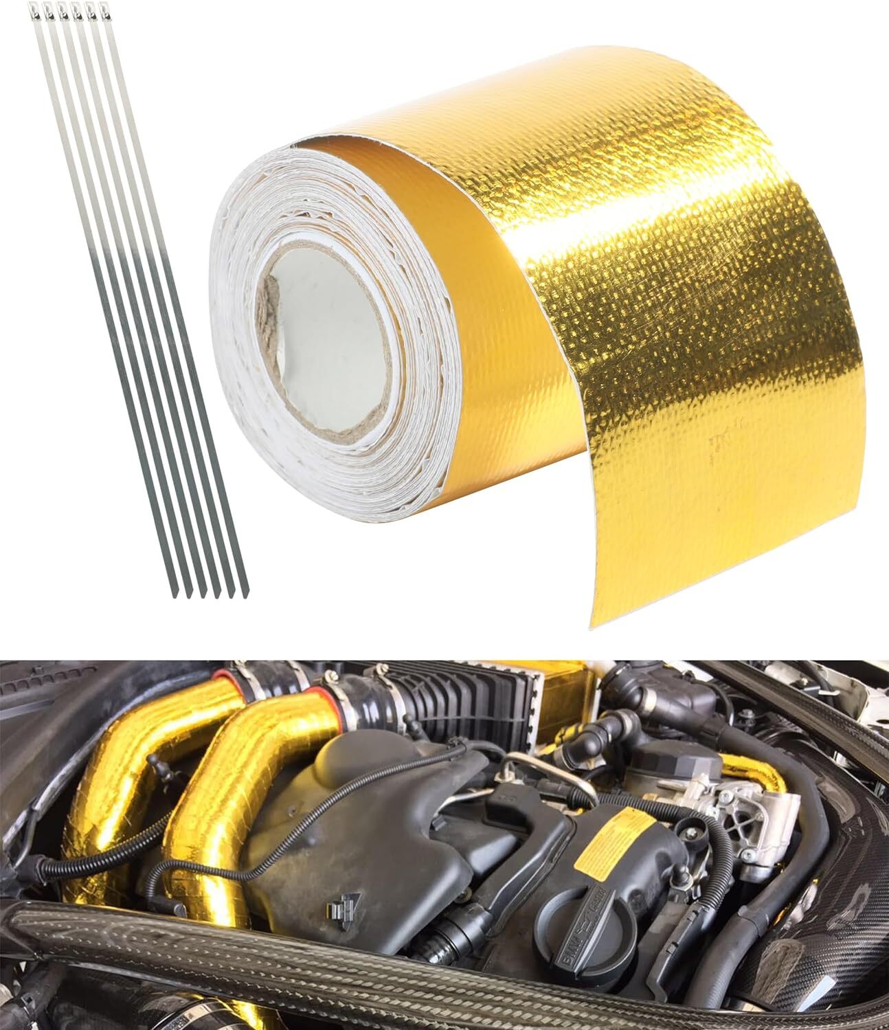 2x16' Gold Self Adhesive Backed Heat Barrier Tape Reflective Heat Shield Wrap
