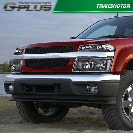 Suitable for 2004-2012 Gimsi for Canyon / for Chevrolet Colora black-cased transparent corner headlights.