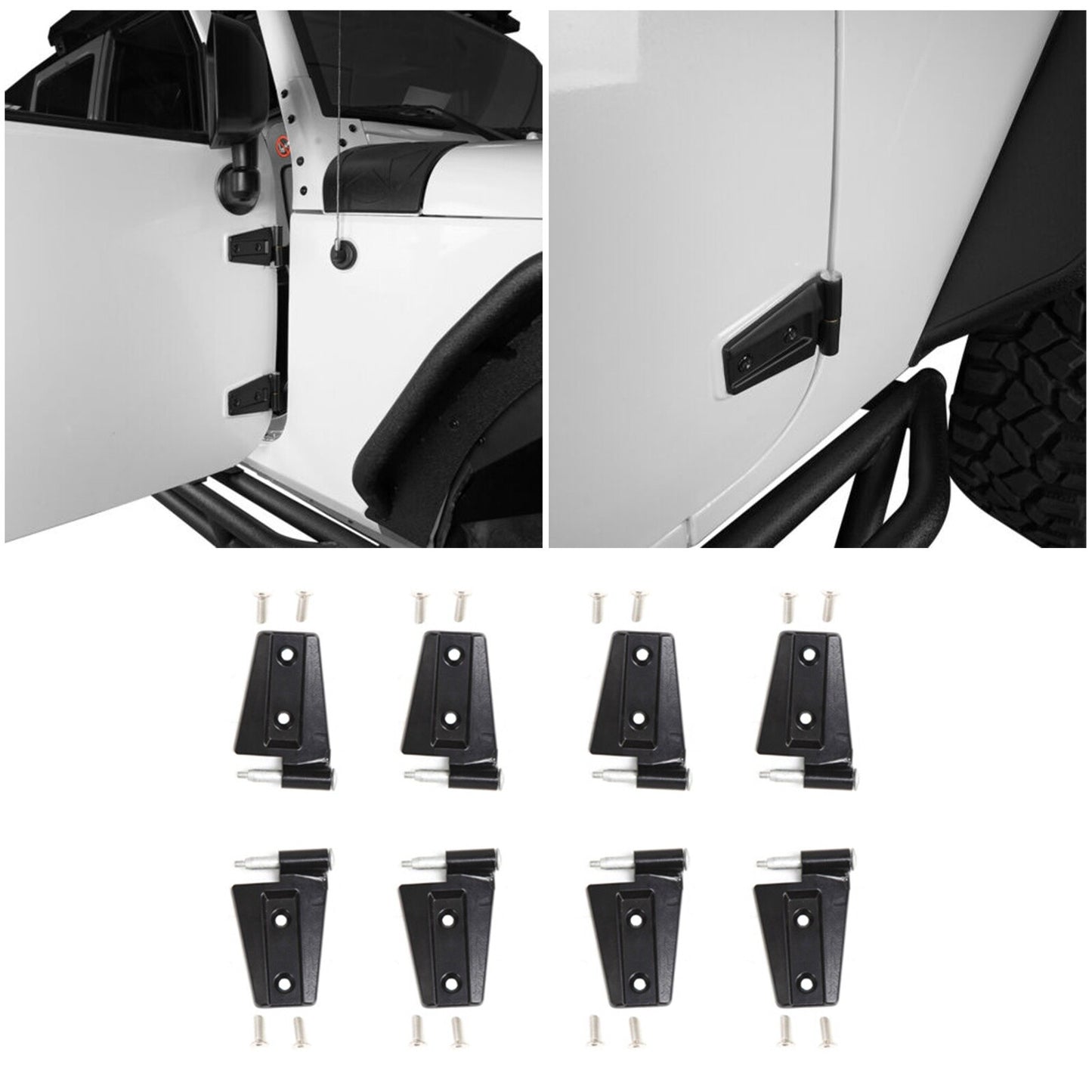 8PCS Steel Door Hinge Kit Inside  Outside for 2007-2018 for Jeep for Wrangler JK
