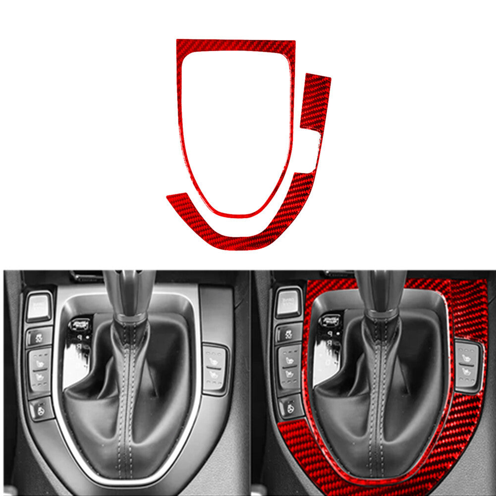 2X Red Carbon Fiber Gear Shift Frame Trim Covers for Hyundai for Veloster JS 2019-22