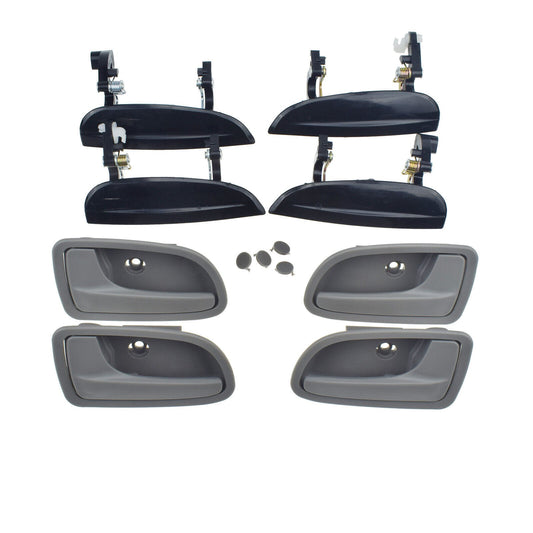 4Pcs Outside Black 4Pcs Inside Gray Door Handles For 2003-2005 for Kia Rio 1.6L