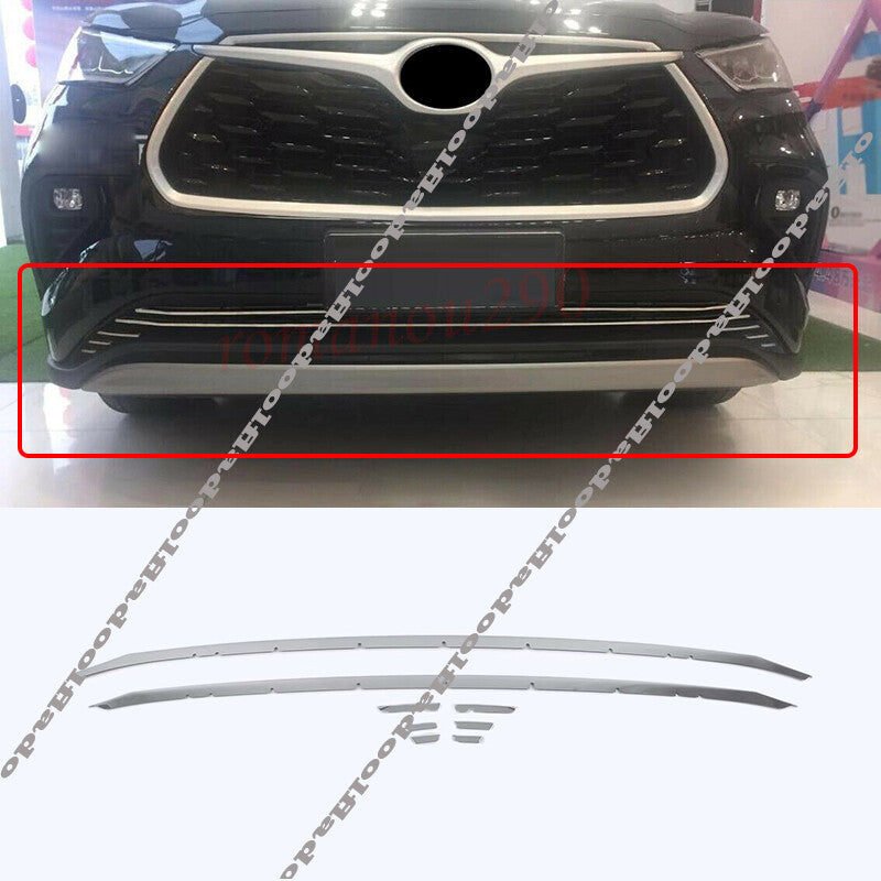 for Toyota Highlander 20-2023 Silver Front Bumper Lower Grille Trim Decor Strips