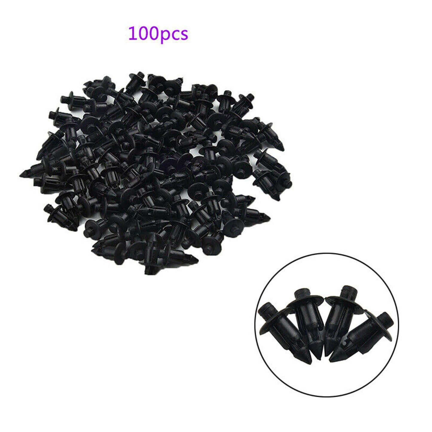 100Pcs 6mm Plastic Car Rivets Fasteners Clips Pin For Auto Car Fender Bumper