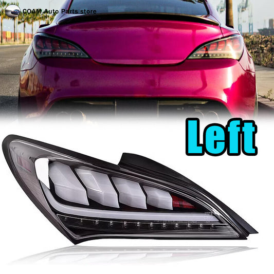 Left side applicable to 2010-2016 for Hyundai for Genesis Coupe, shiny white sequential LED taillights.