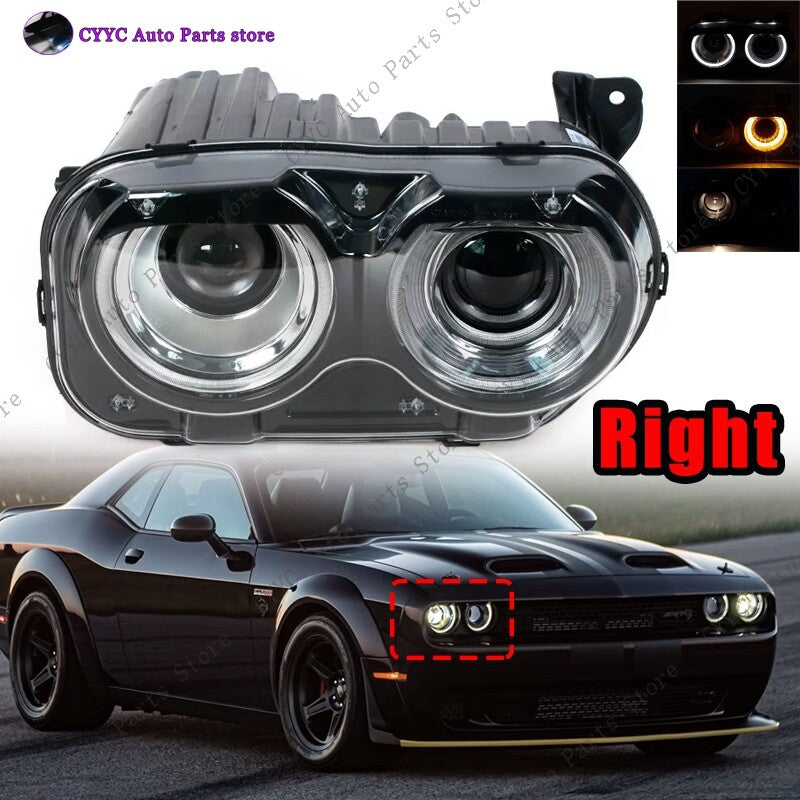 RH for Dodge for Challenger 2015-2021 Front Headlight Dual Beams HeadLamp Assembly