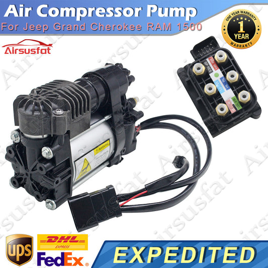 Air Suspension Compressor with Valve Block Fit for Jeep Grand Cherokee WK2 for RAM 1500