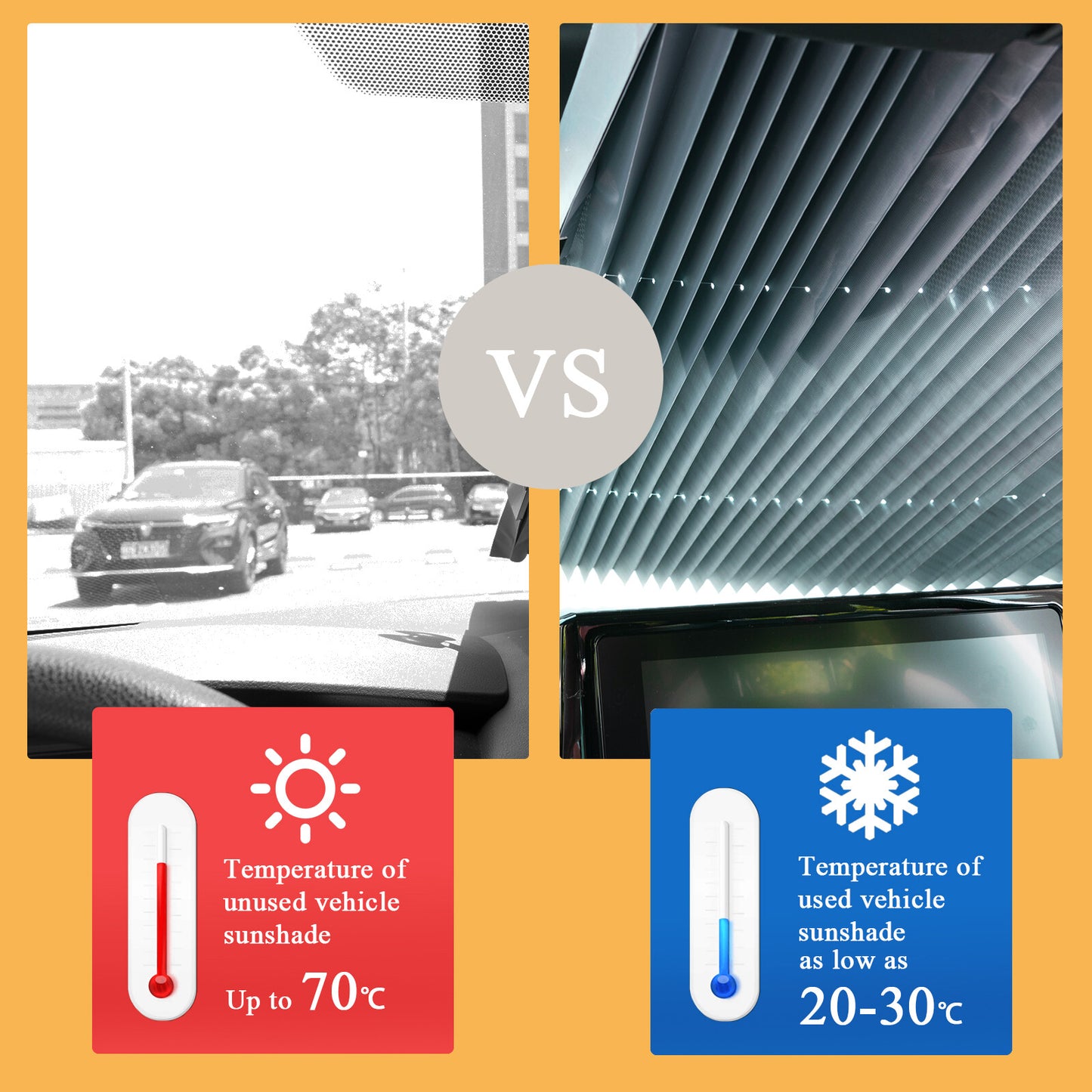 Car Retractable Curtain UV Protection Front Windshield Sun Visor Shade 200X70CM