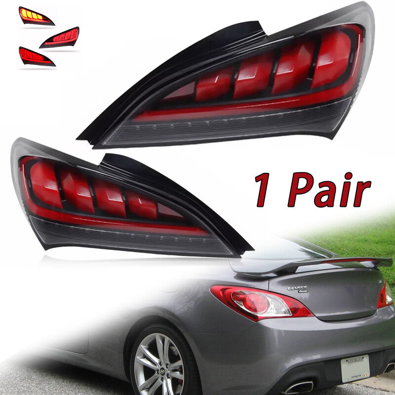 LHRH Shiny Black Sequential LED Taillights for 2010-2016 for Hyundai for Genesis Coupe