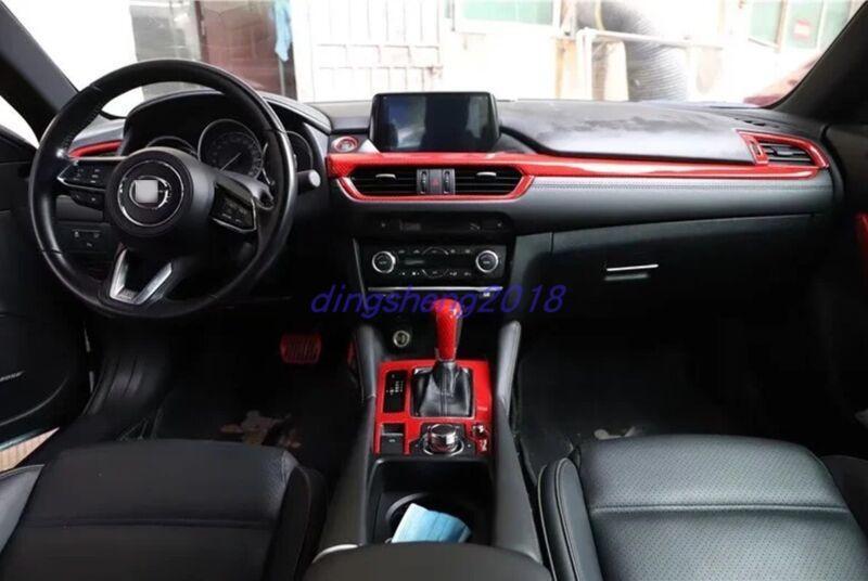 15-piece Red Carbon Fiber Style Interior Trim Kit for Mazda 6 2017-2018