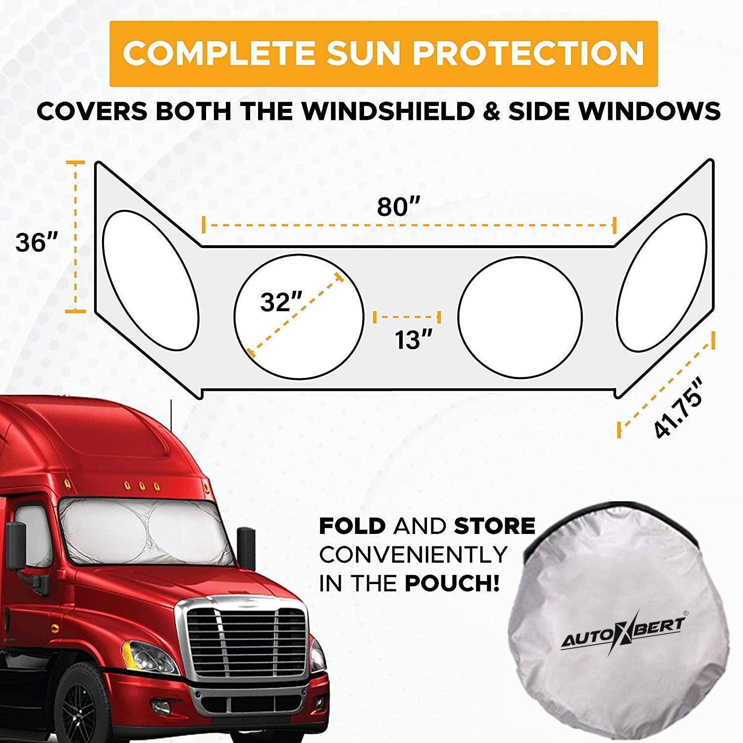 Semi-Truck Sunshade for Windshield Side Window Block Sun Shade Blind RV Big Rig