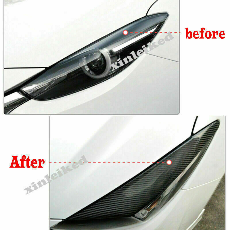 for Mazda 3 Axela 2017-2018 Carbon Fiber Front Headlight Protector Cover Trims