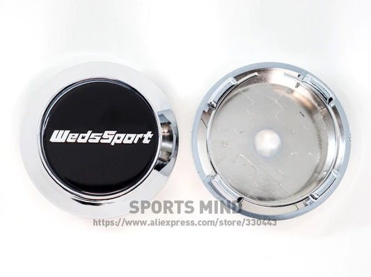 4-Piece Set of 64mm WedsSport Black Chrome Wheel Center Caps, Hub Caps, Badges, Decals, Badges