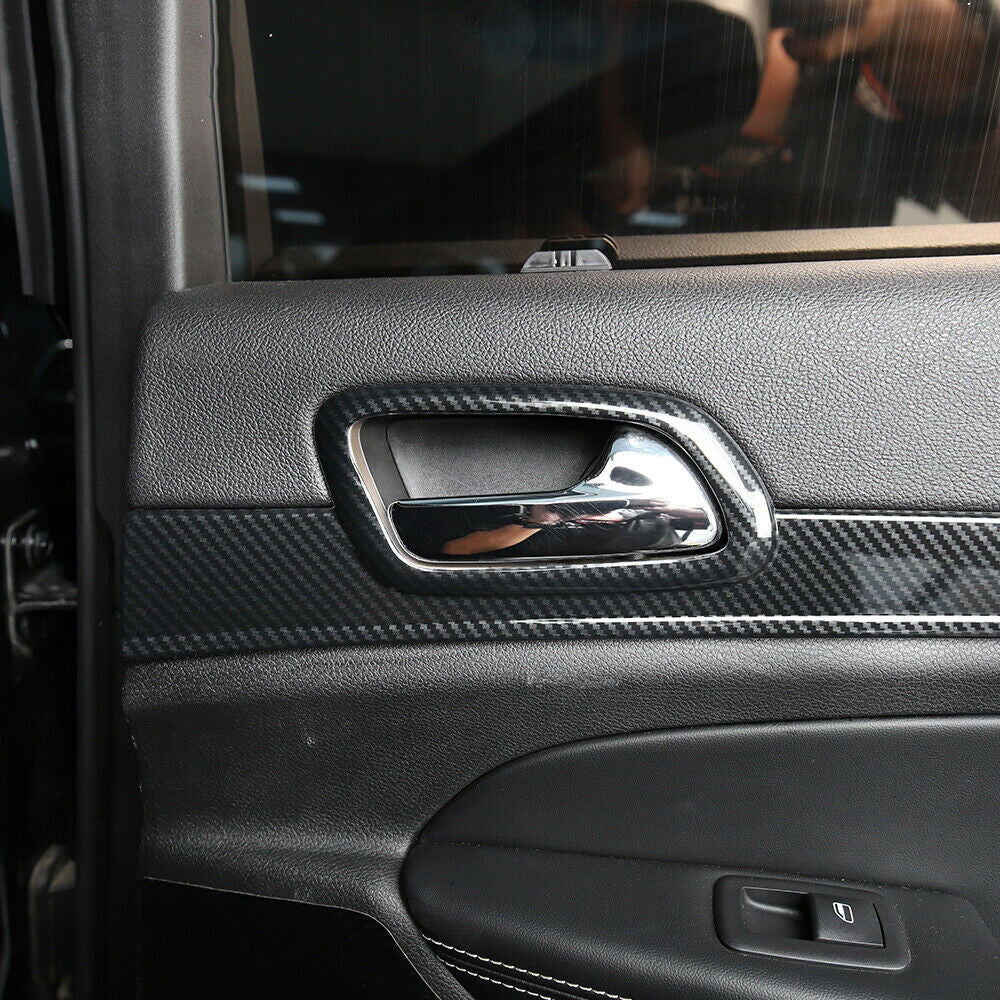 for Jeep Grand Cherokee 2011-20 Carbon Fiber Inner Door Handle Decor Frame Trim