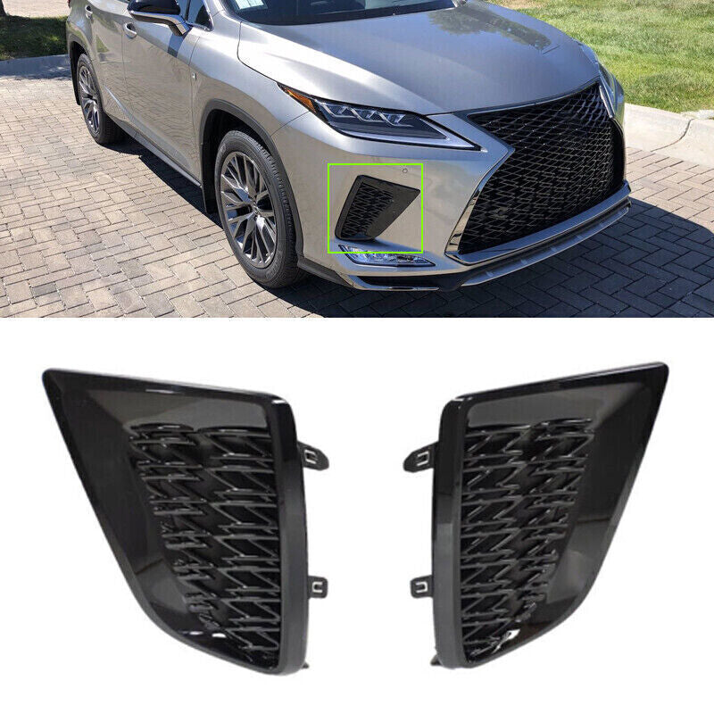 For 2020-22 for Lexus RX350 RX450h Sport Front Bumper Fog Light Cover Grilles Black
