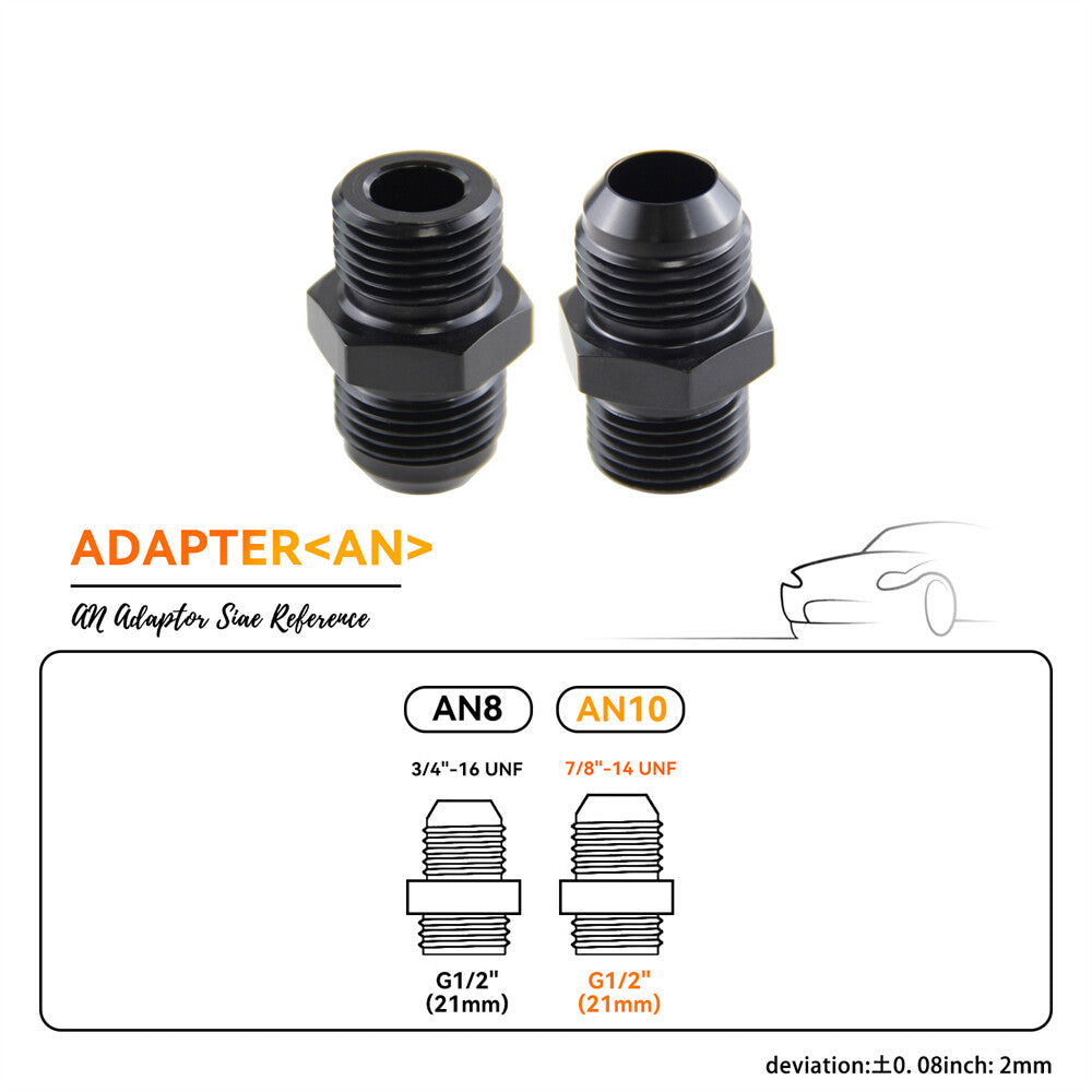 2PCS G1/2 21mm to Metric AN10 Adaptor Fitting For Oil Cooler Radiator Fuel Tank