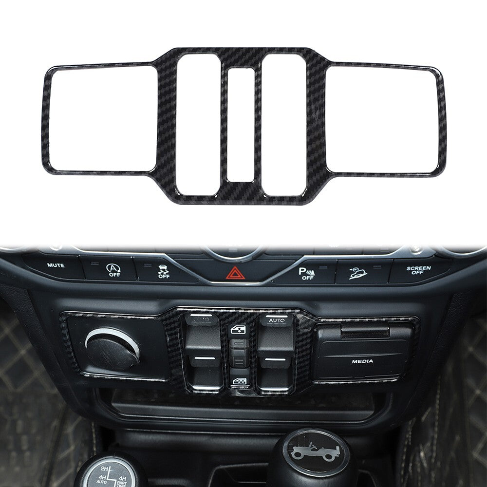 ABS Window Control Switch Panel Trim Carbon Fiber for Jeep for Wrangler JL JT 2018+