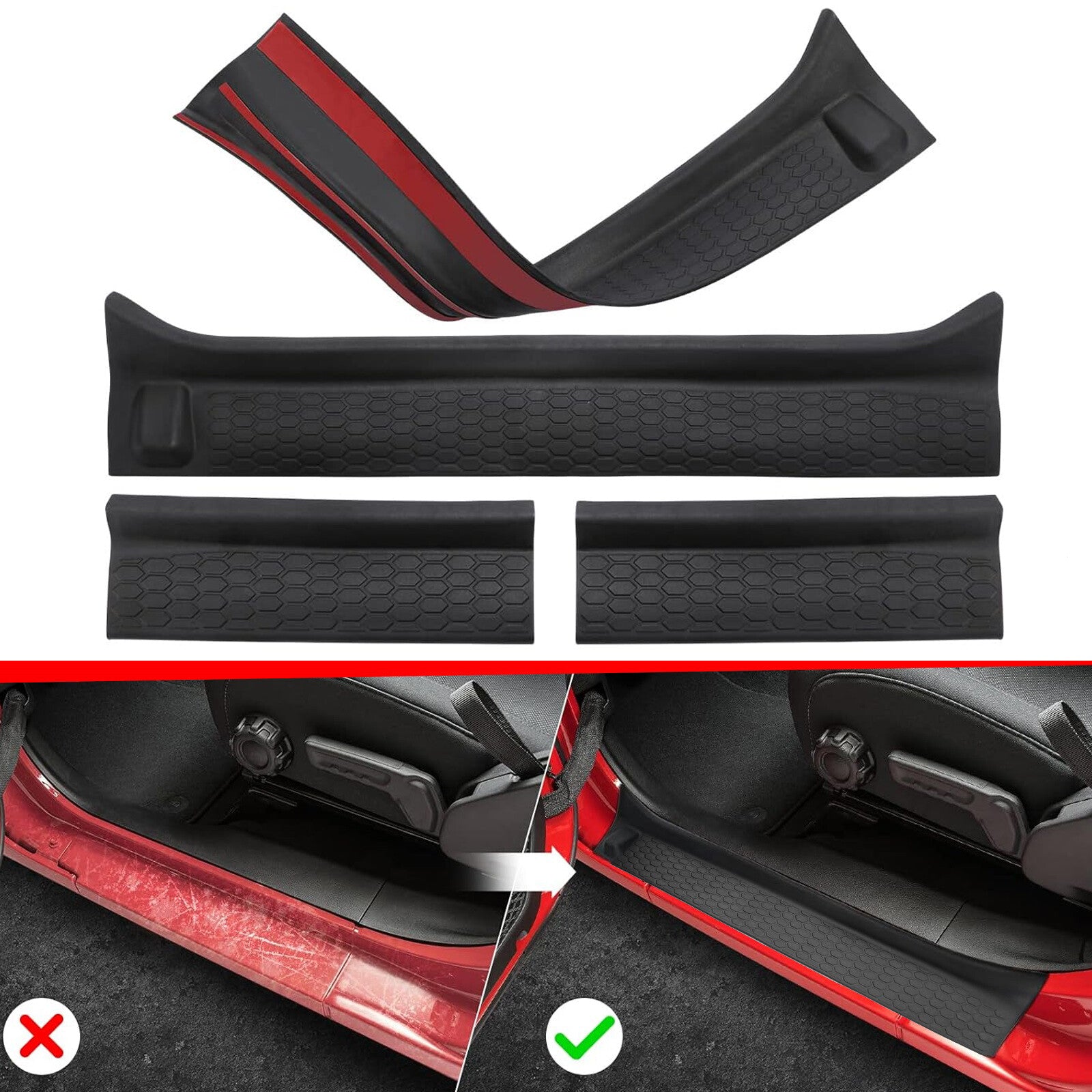 4pcs For 2020-2024 for Jeep Gladiator JT 4 Door Sill Guards Entry Scuff Plate Cover