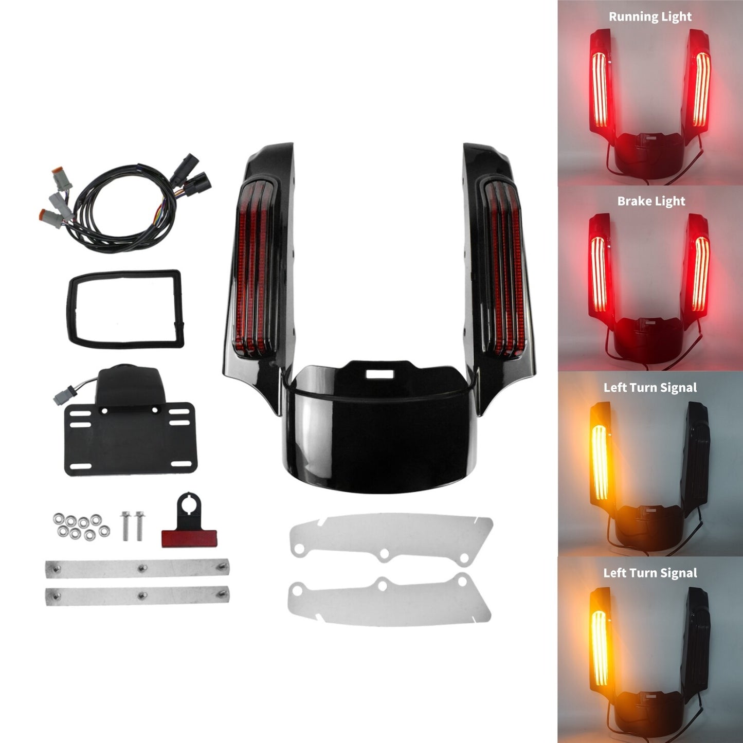 Rear Fender Fascia LED Light w/ Red Lens for Harley Road Electra Glide 2014-2023