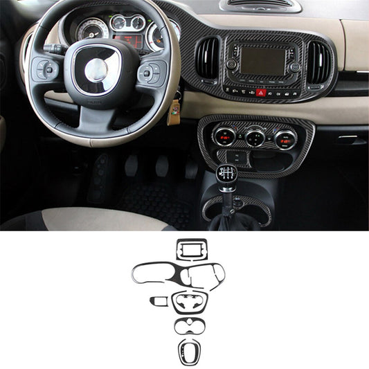 10x Carbon Fibre Interior Centre Console Trim Kit for Fiat 500L 2014-2017