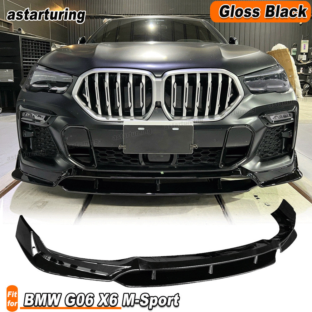 for BMW G06 X6 M-Sport 2020-2024 Glossy Black Front Bumper Lip Spoiler Splitters